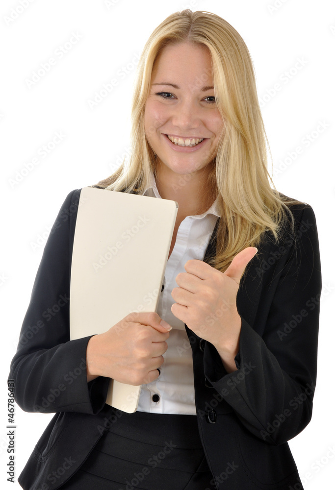 Junge Frau mit Bewerbungsmappe Junge Frau mit Bewerbungsmappe