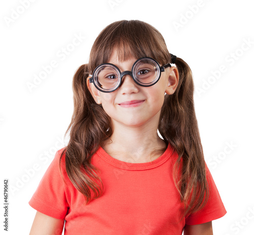 Cheerful girl with glasses