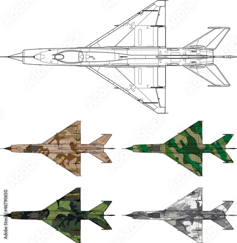 Detailed vector of a military airplane with camouflage patterns photo