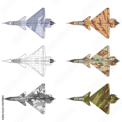 Detailed vector of a military airplane - camouflage patterns
