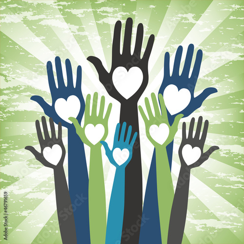 Close bunch of loving hands design.