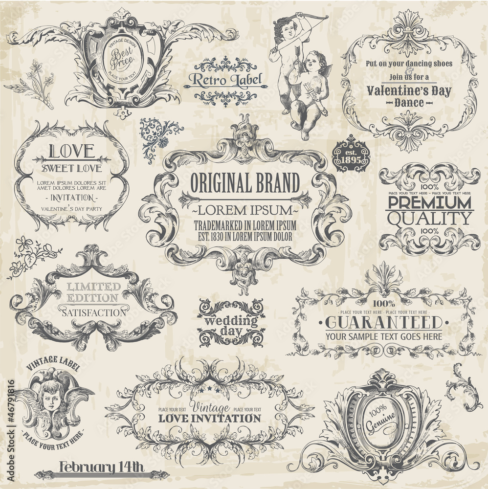 Vector Set: Calligraphic Design Elements and Page Decoration Vector Set: Calligraphic Design Elements and Page Decoration