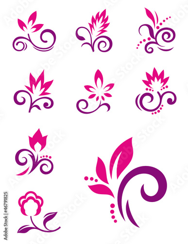 Floral elements. Vector icons of abstract flowers