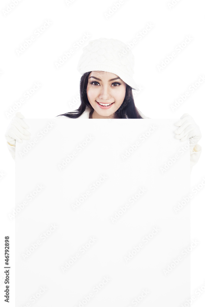Beautiful woman showing empty sign Beautiful woman showing empty sign