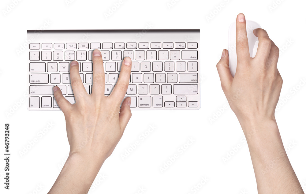 hand and Computer keyboard, mouse hand and Computer keyboard, mouse