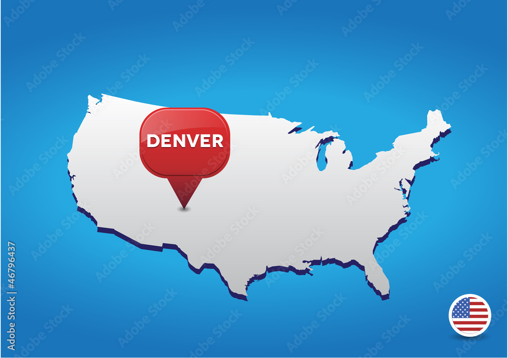 Obraz premium Denver on USA map