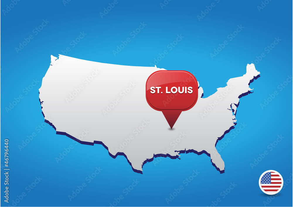 Obraz premium St. Louis on USA map
