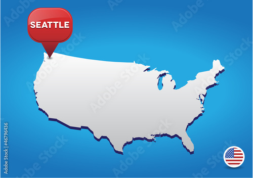 Seattle on USA map