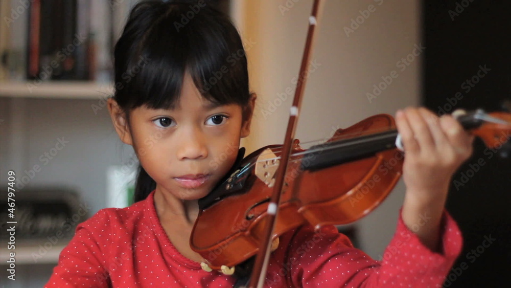 Proud Girl Finishing Practising Her Violin Proud Girl Finishing Practising Her Violin