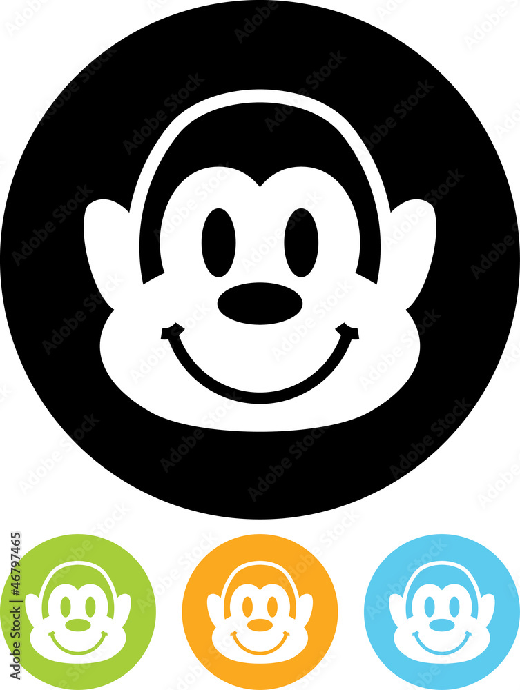 Vector icon isolated on white - Cartoon monkey Vector icon isolated on white - Cartoon monkey
