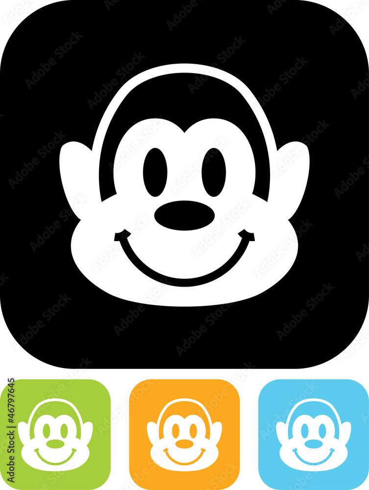 Fototapeta premium Vector icon isolated on white - Cartoon monkey