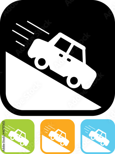 Vector icon isolated on white - Car going down the hill