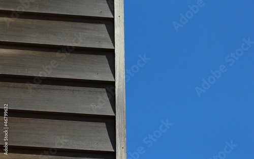 Wood texture background on blue sky