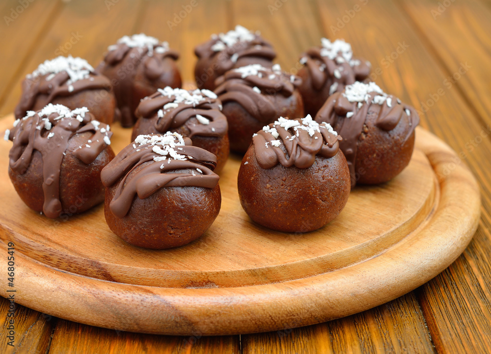 Chocolate cakes on a brown background Chocolate cakes on a brown background