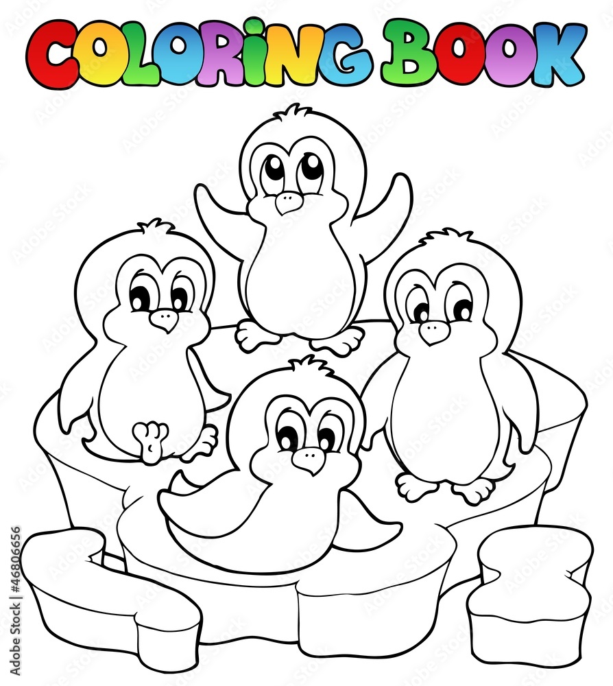 Obraz premium Coloring book cute penguins 2
