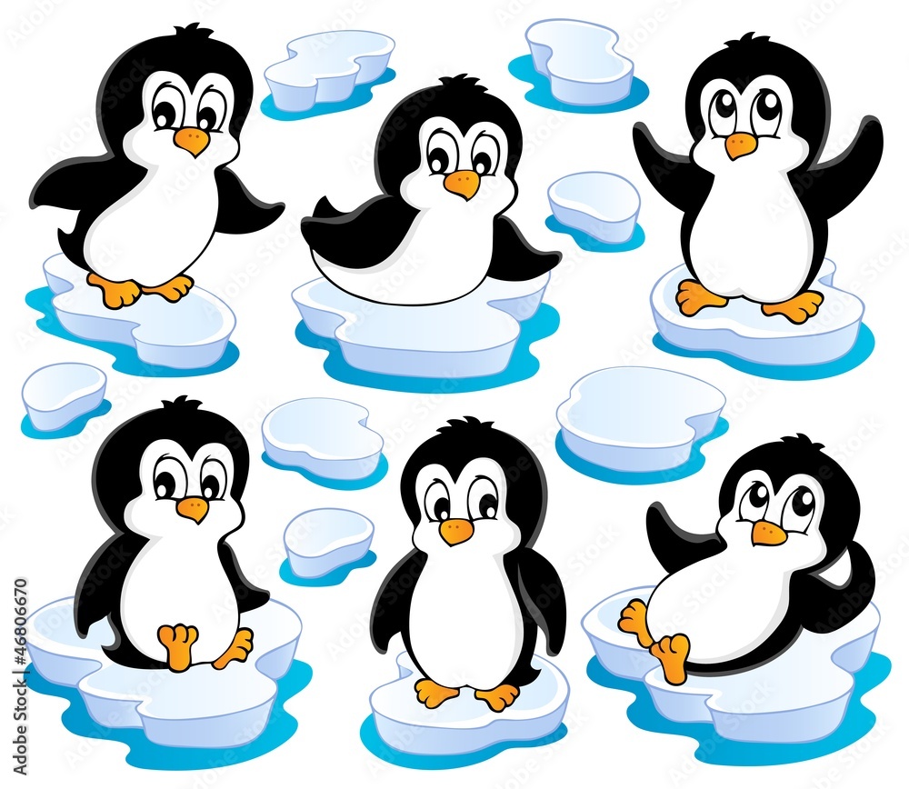 Obraz premium Kolekcja uroczych pingwinów 2