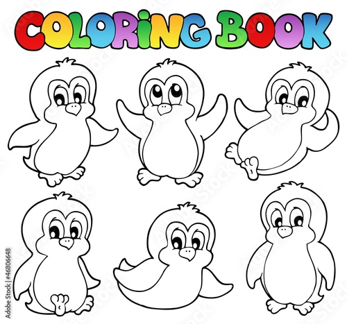 Coloring book cute penguins 1