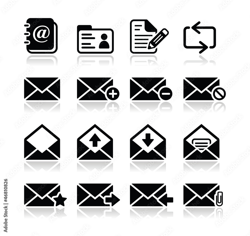 Email mailbox vector icons set Email mailbox vector icons set