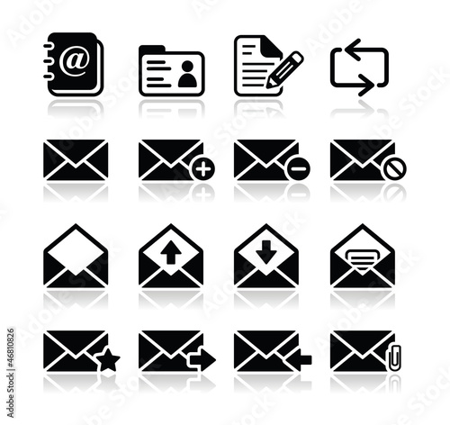 Email mailbox vector icons set