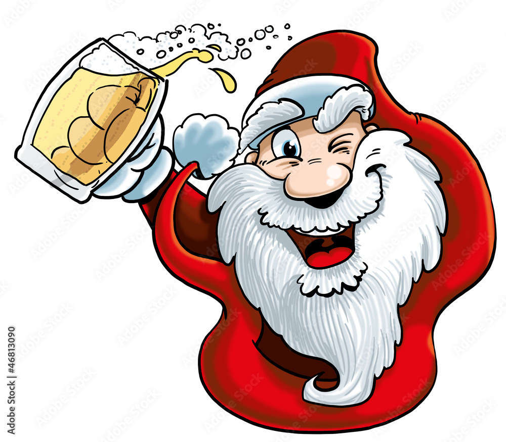 Babbo Natale con birra Stock Illustration | Adobe Stock