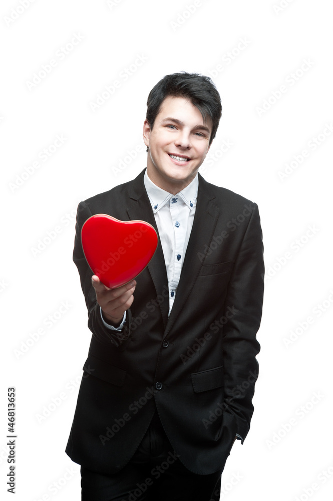 young happy business man on valentine's day young happy business man on valentine's day