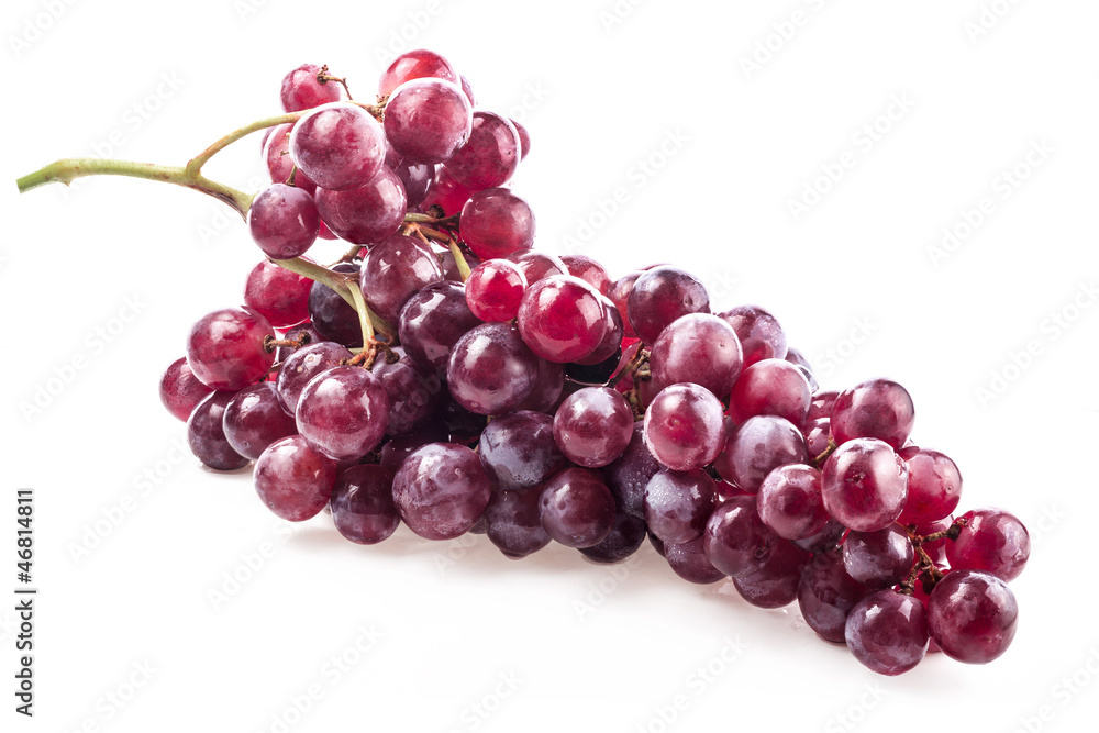 Red grape with water drops, closeup, isolated on white Red grape with water drops, closeup, isolated on white