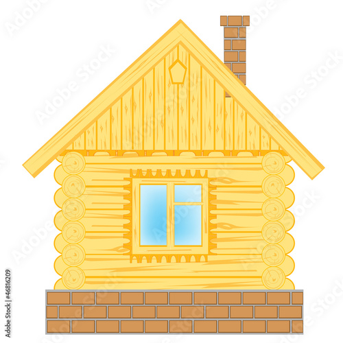 Wooden lodge on white
