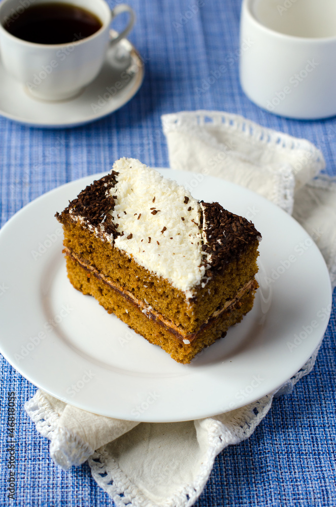 Sponge of-cake with apricot jam in COCONUT Sponge of-cake with apricot jam in COCONUT