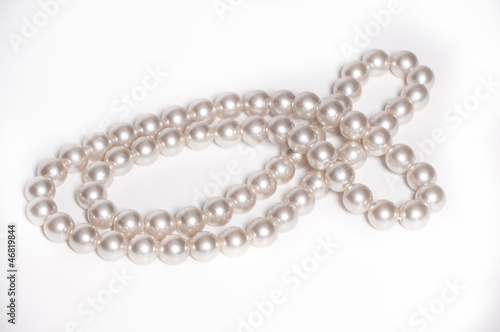 Close up of pearls on isolated white background.