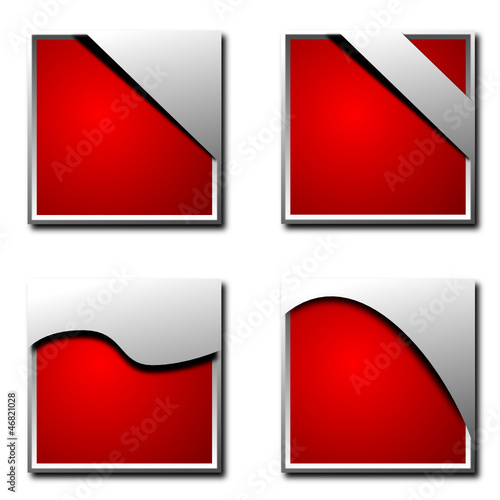 vector button set, metallic-red