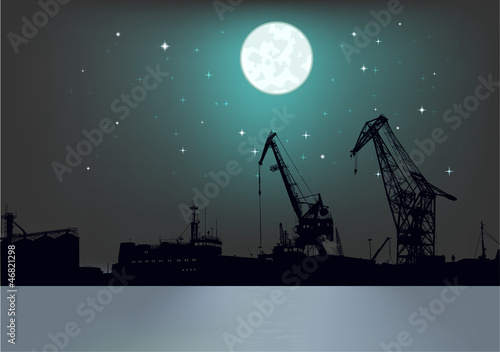 Vector lunar landscape in port