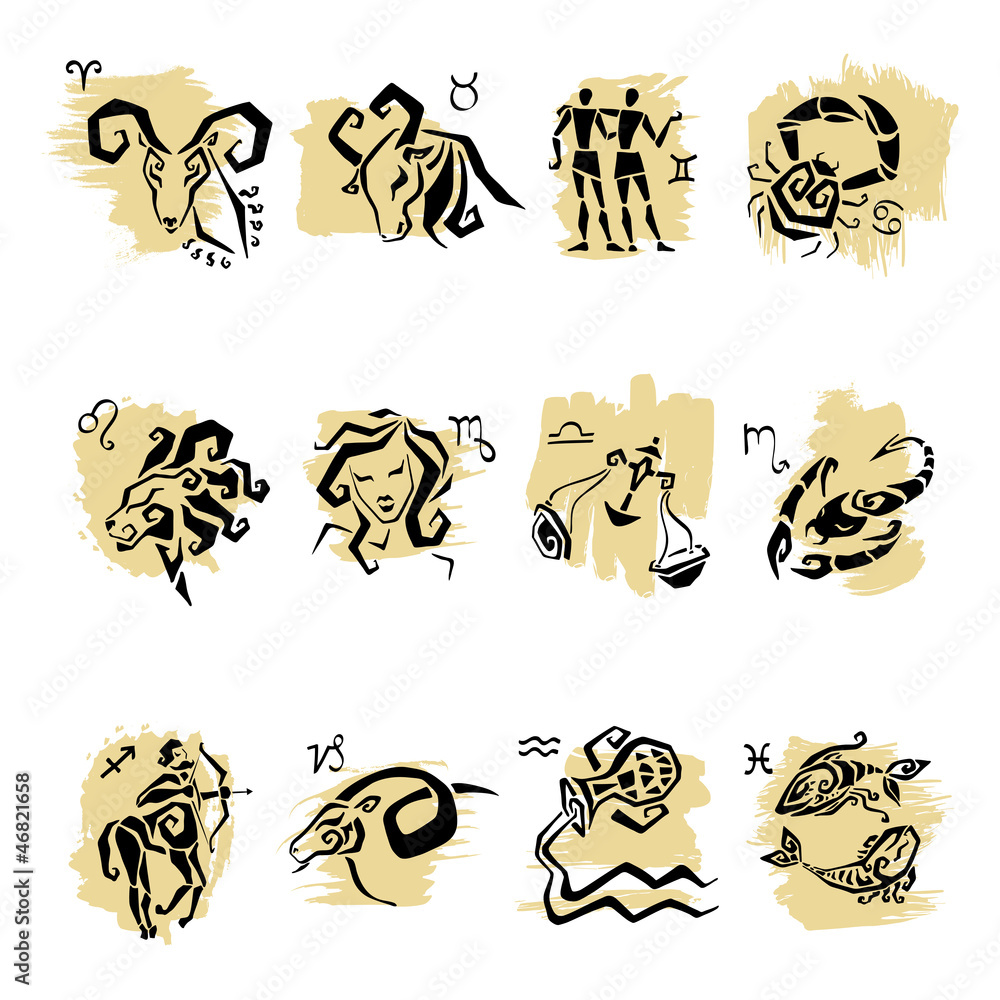 Fototapeta premium Horoscope Zodiac Star signs, vector set.
