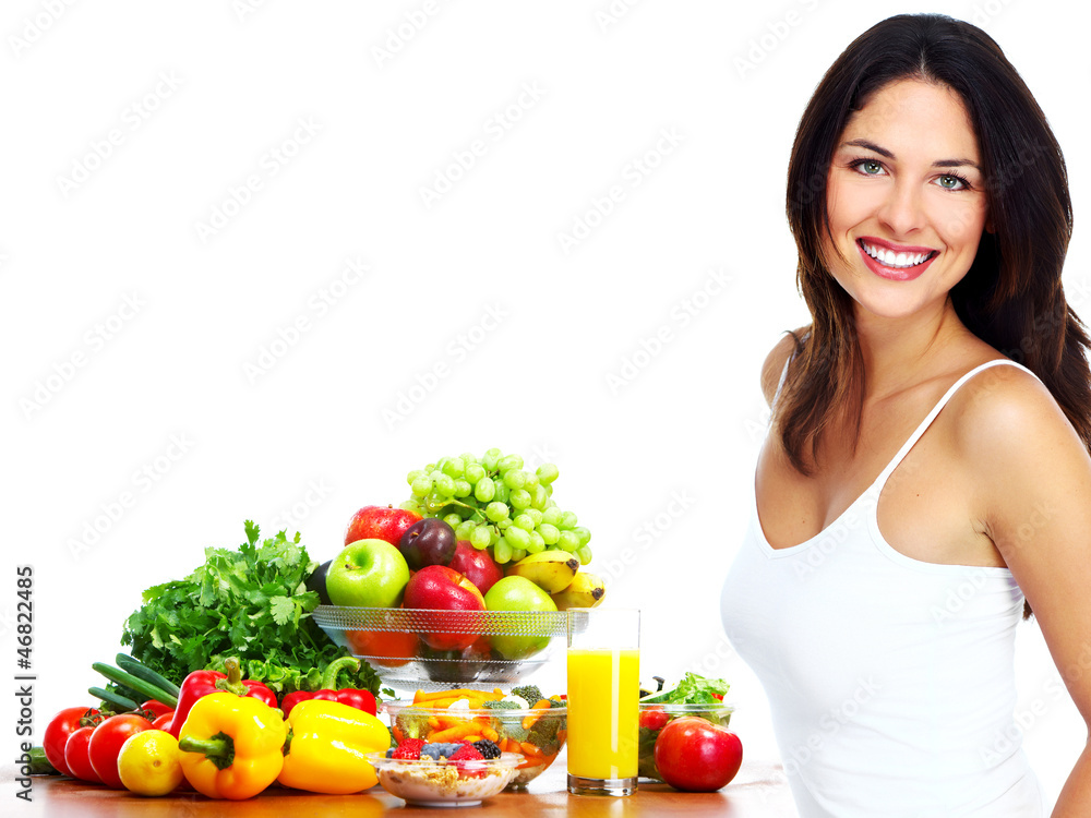 Young healthy woman with fruits. Young healthy woman with fruits.