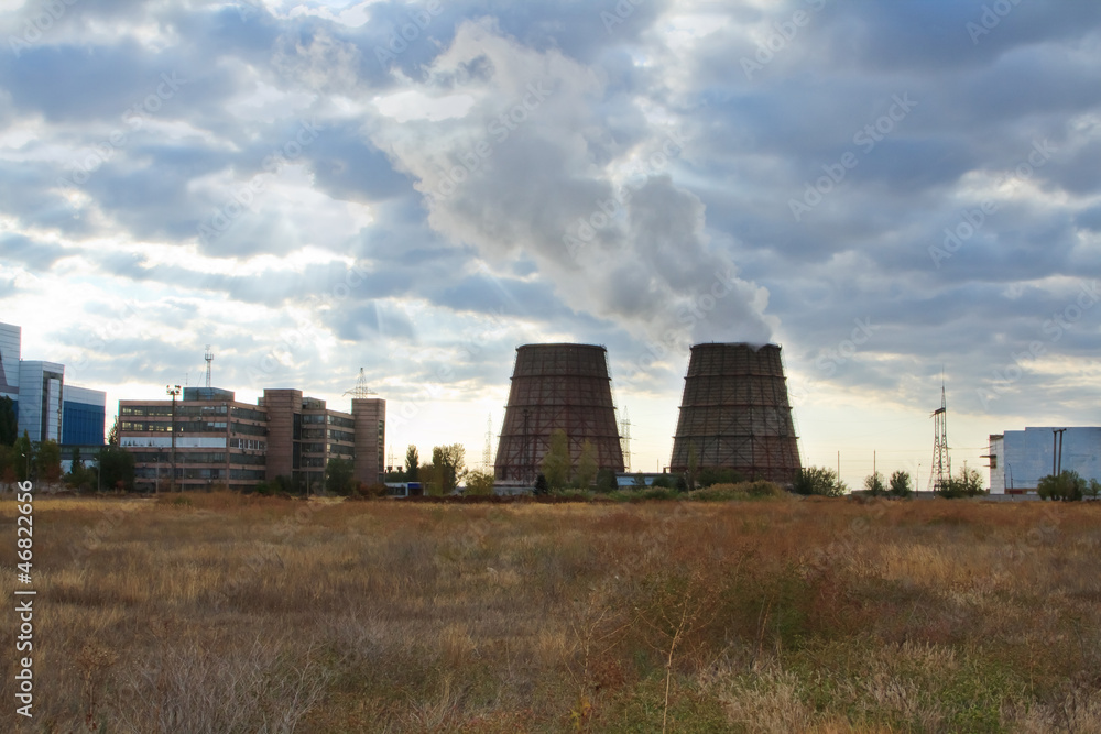 cooling towers of an energy station
