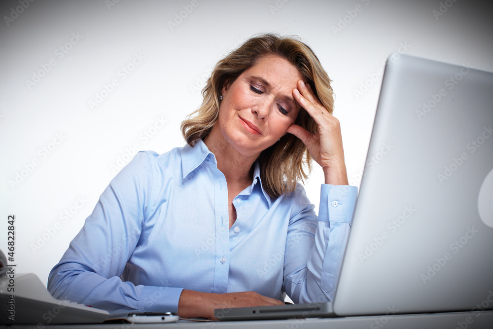 Business woman having a headache. Business woman having a headache.