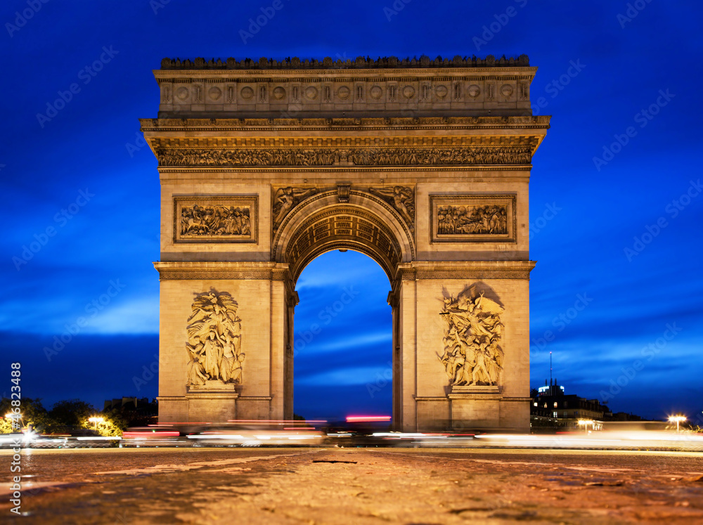 Arc de Triomphe at night, Paris, France. Arc de Triomphe at night, Paris, France.