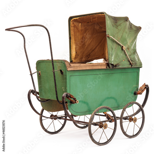 Φωτογραφία 19th Century baby pram isolated on white