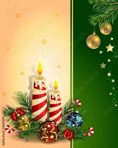 Christmas background with burning candles