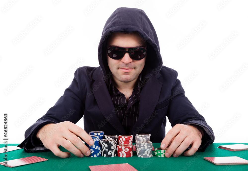 Poker player isolated on white background Poker player isolated on white background