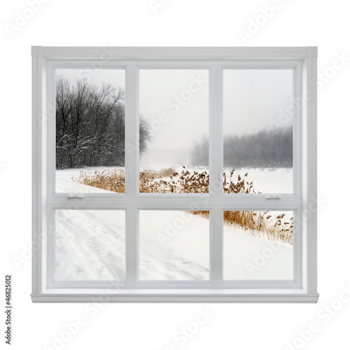 Winter landscape seen through the window