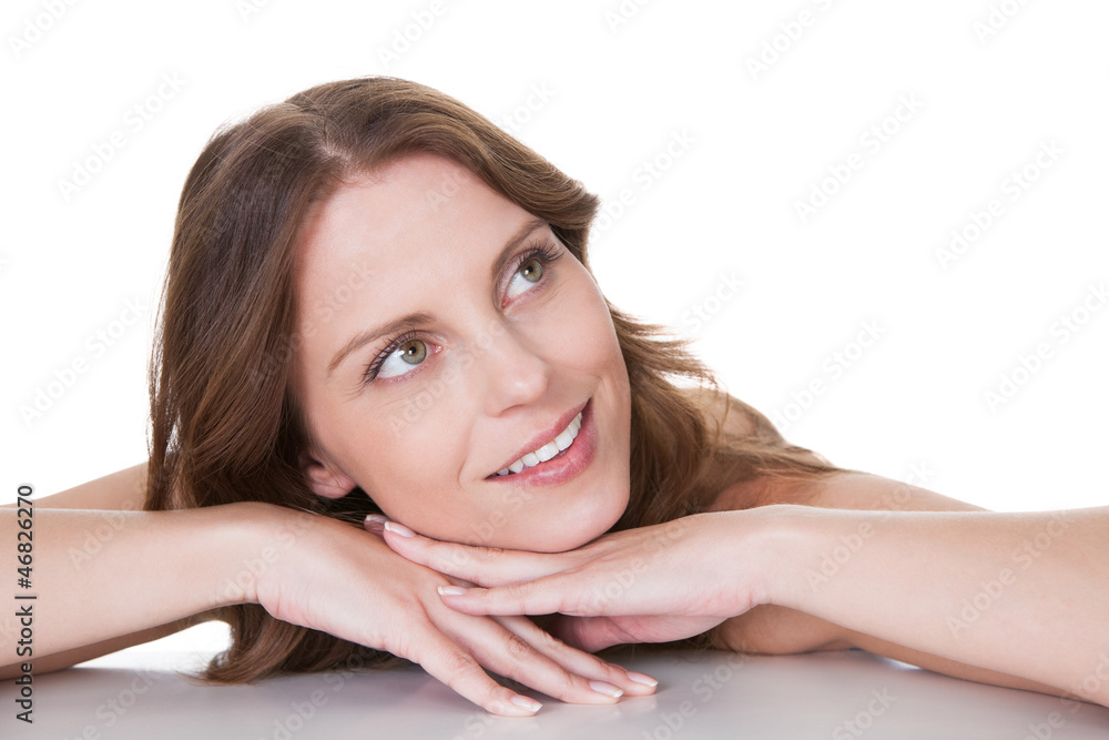 Happy woman daydreaming Happy woman daydreaming