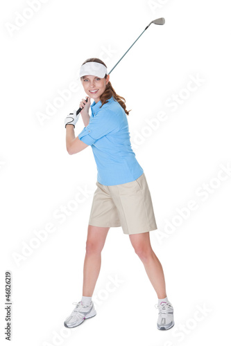 Golfer with a golf club
