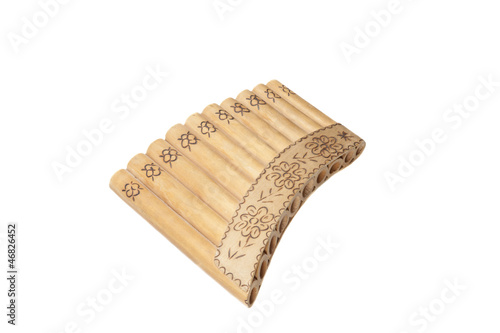 Isolated African reed flute mouth organ on white background