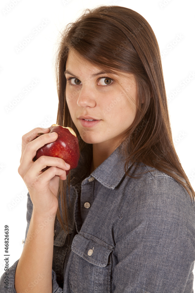 looking hold apple looking hold apple