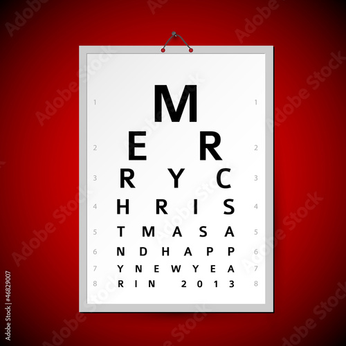 Vector Christmas eye test chart as xmas card