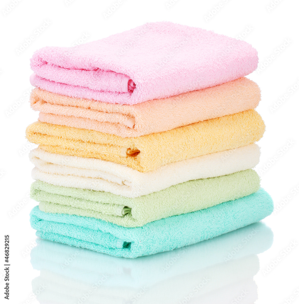 colorful towels isolated on white colorful towels isolated on white