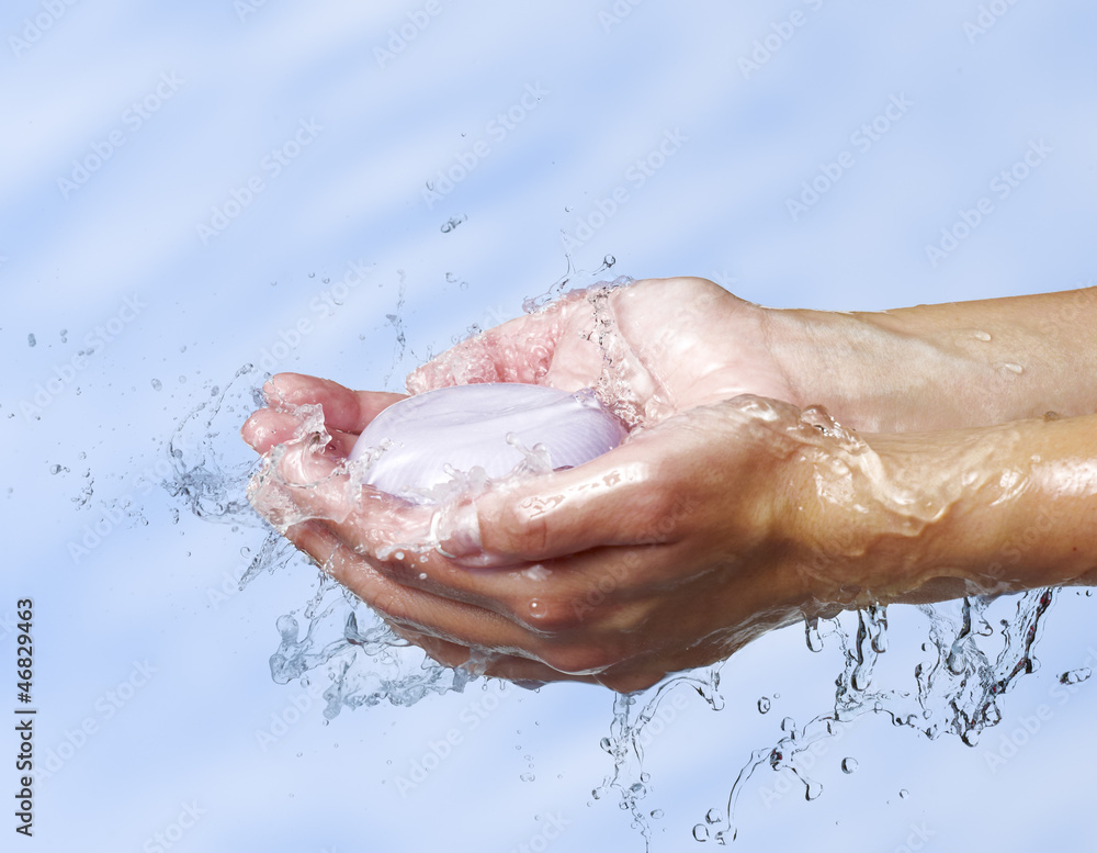 A soap washing woman hands