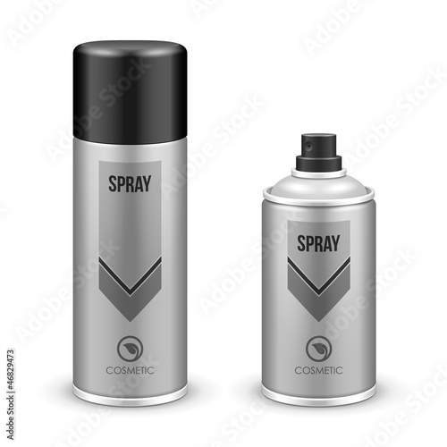 Two Gray Aerosol Spray Metal 3D Bottle Can