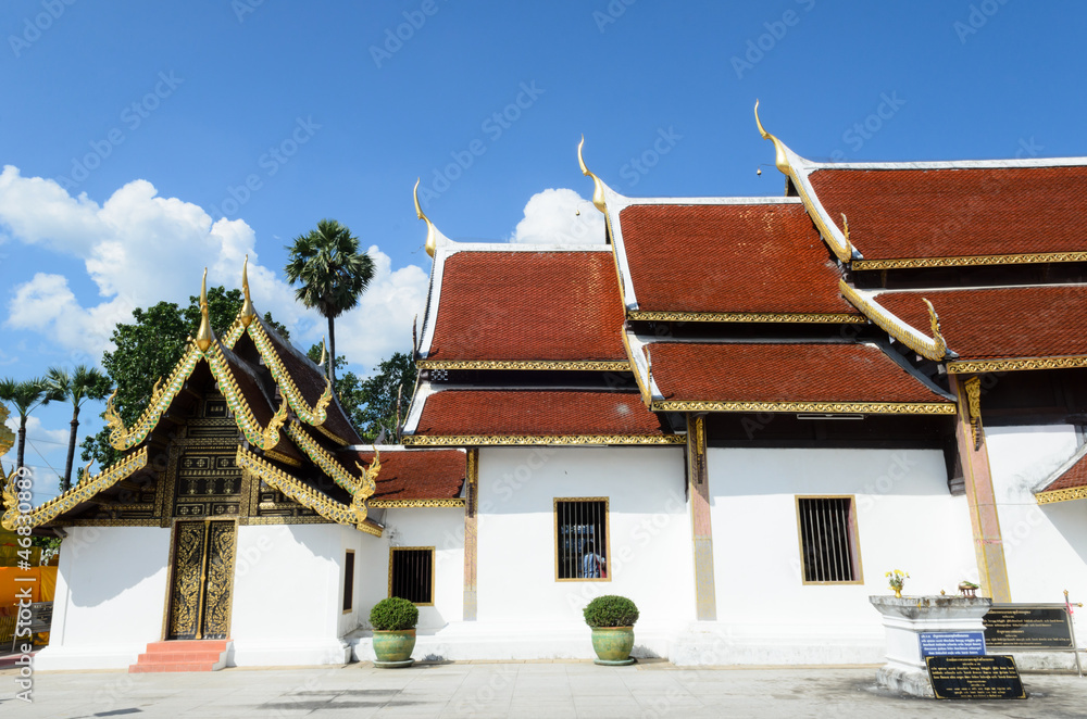 Thai temple roof and blue sky