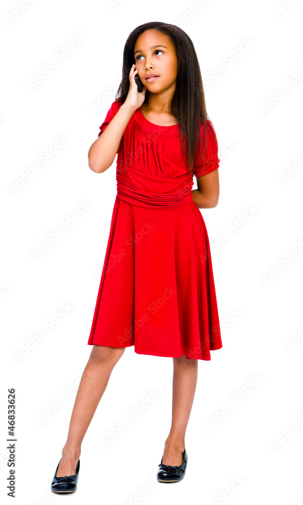 Mixedrace girl talking on mobile Mixedrace girl talking on mobile